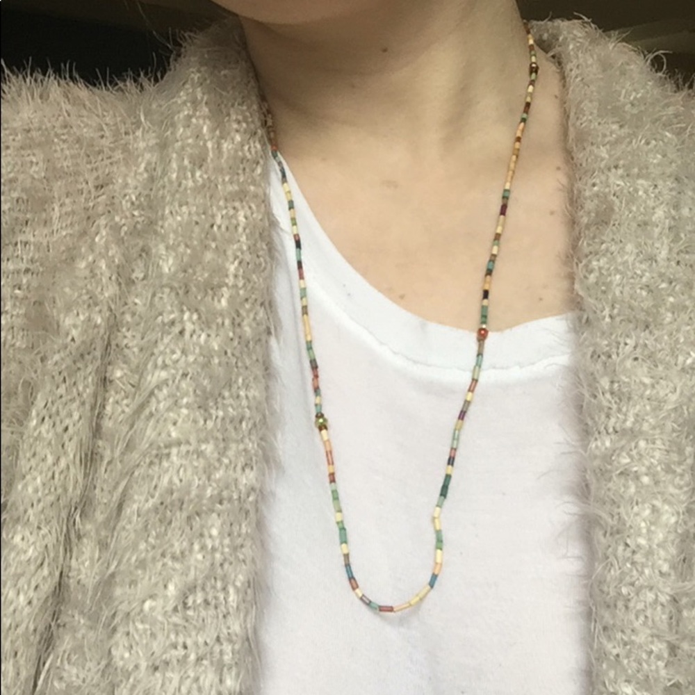 Rainbow Wood Bead Necklace or Wrap Bracelet